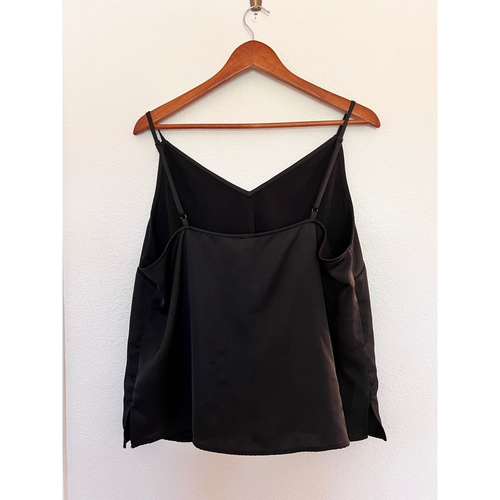 A New Day XXL Black Satin Cami Adjustable Straps V Neck Layering Tank Top
